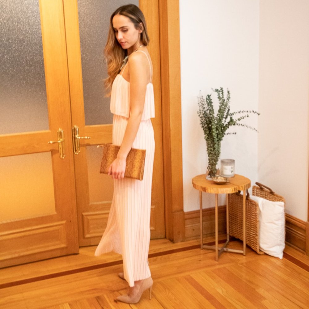 Light Pink Pleated Jumpsiut - Picture 3 of 12